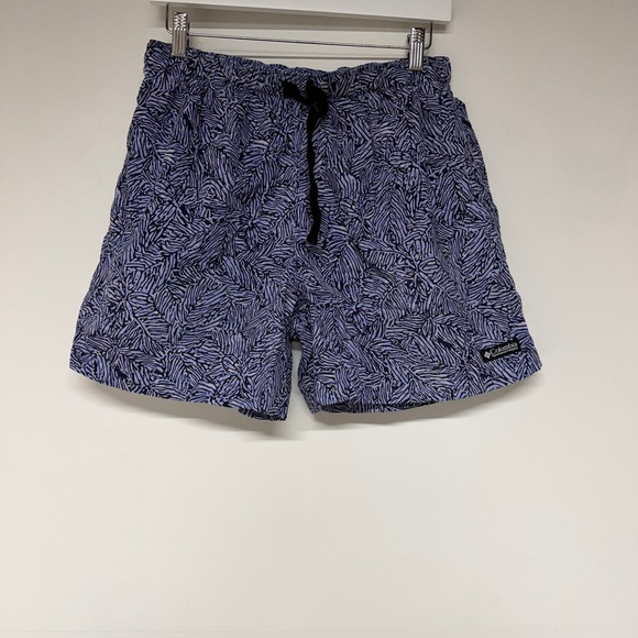Columbia Other - Columbia Mens Size L Shorts Blue Leaf Print Nylon Gorpcore Outdoor Hiking
